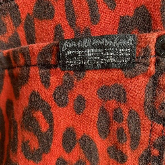 7 For All Mankind Red Leopard Jeans size 26 Stretch - Picture 4 of 5